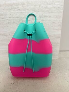 Gummy Bags by American Jewel |Turquoise & Pink Stripe Silicone Bag